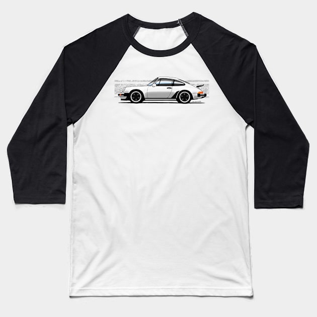 My drawing of the iconic German Turbo sports car with stripes background Baseball T-Shirt by jaagdesign